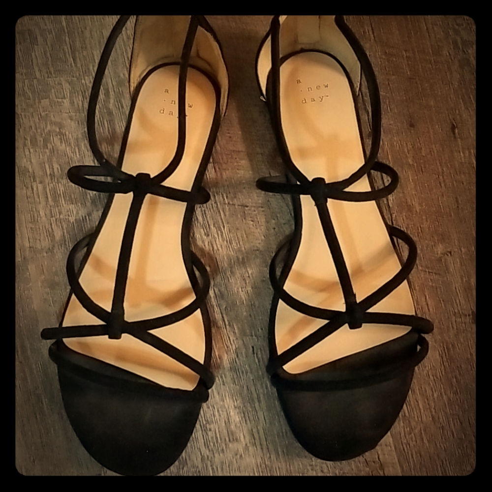 Black Strappy Sandals. A New Day. Size 10